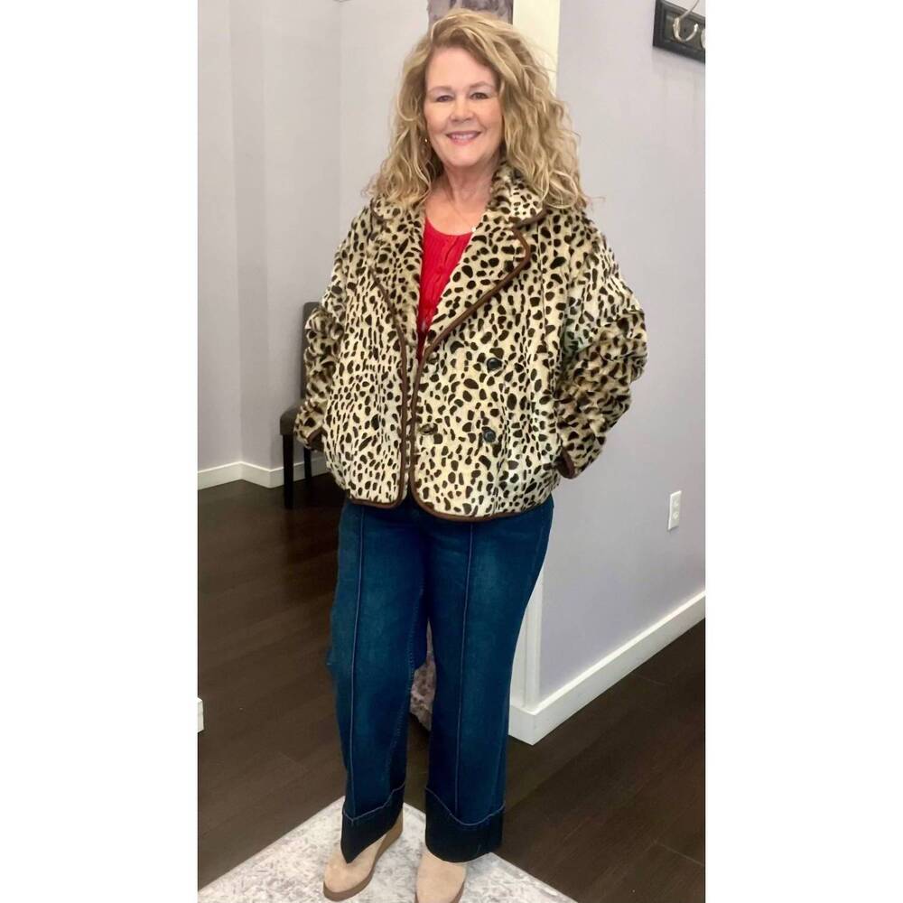 NEW DEAR JOHN DENIM meadow faux fur jacket in cheetah